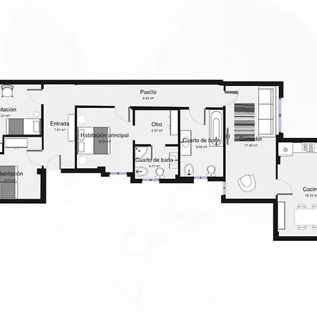 Ruzafa, 110m2, Brigth, Conditioned Air Apartment Valencia